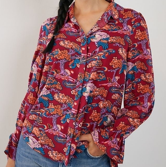 Anthropologie Tops - Anthropologie Multicolor Button Down Shirt
